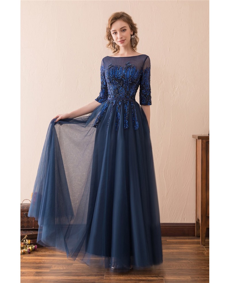 modest evening dresses with sleeves photo - 1