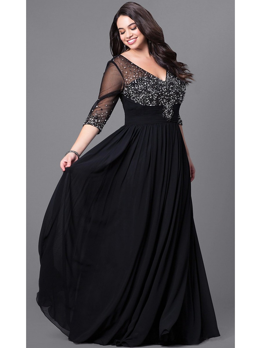 black evening dresses plus size photo - 1